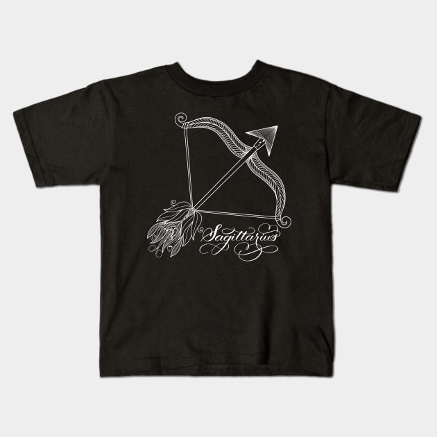 Sagittarius Bow and Arrow Design (Dark) Kids T-Shirt by Gsallicat